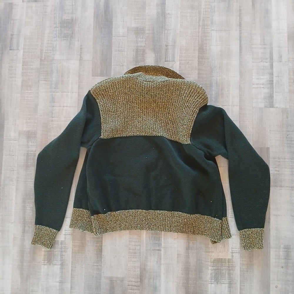 VTG 2‎ tone Liz Claiborne Sport Green Tan Women's Sweater S Jacket front zip - Picture 8 of 9